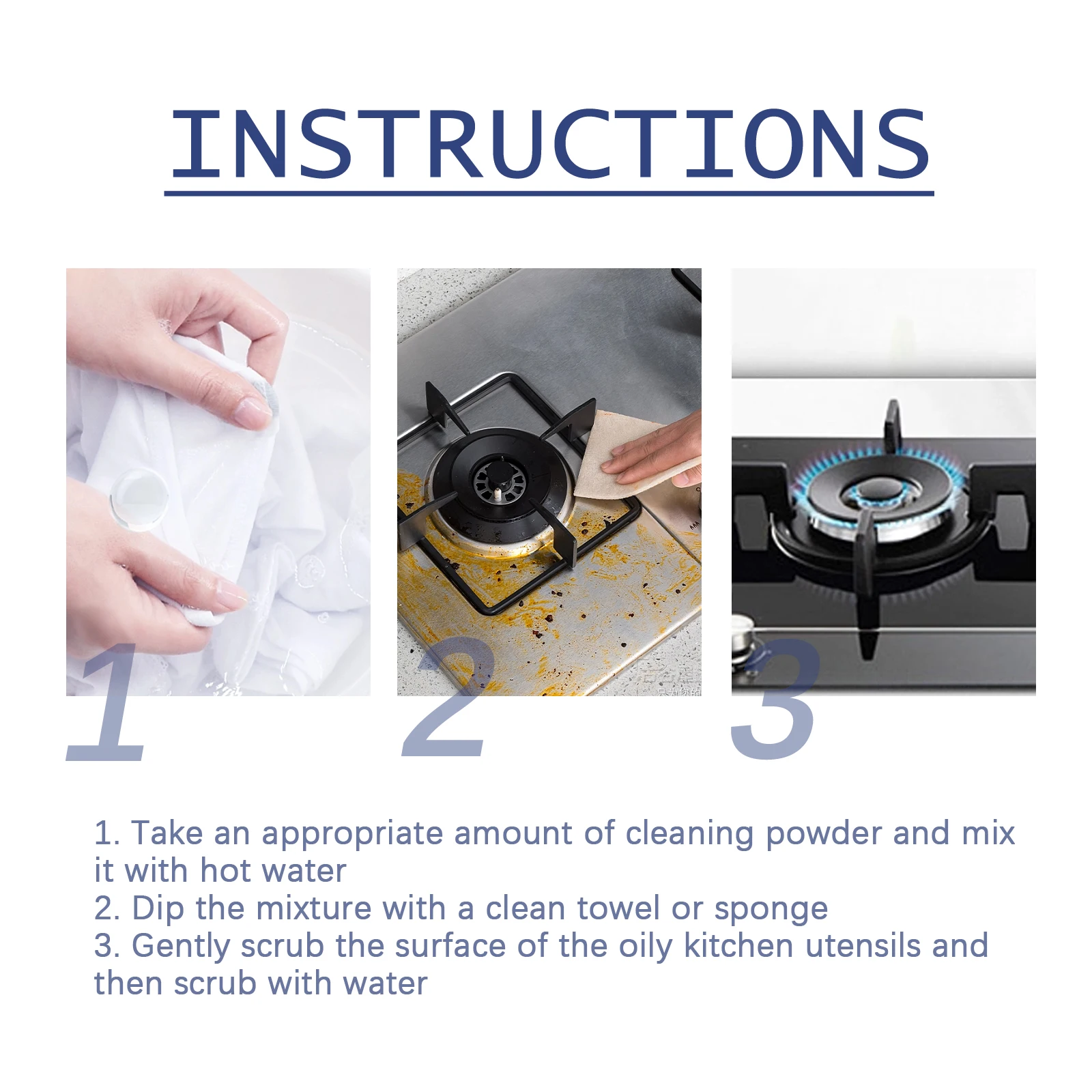 Jue-Fish Oil Cleaning Powder Kitchen Hood Stove Oil Rust Dirt Cleaning Powder Descaling Deodorization Disinfection