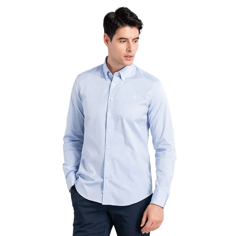 2024 New Fashion 100% Cotton Long Sleeve Shirt Solid Slim Fit Male office clothing Social Casual Business Shirts High Quality