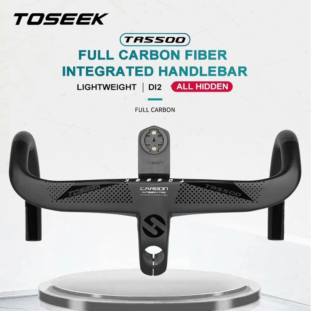 

NEW TOSEEK Full Internal Cable Routing Road Bicycle HandleBar T800 Carbon Integrated Handlebar Di2 With Bike Computer Holder
