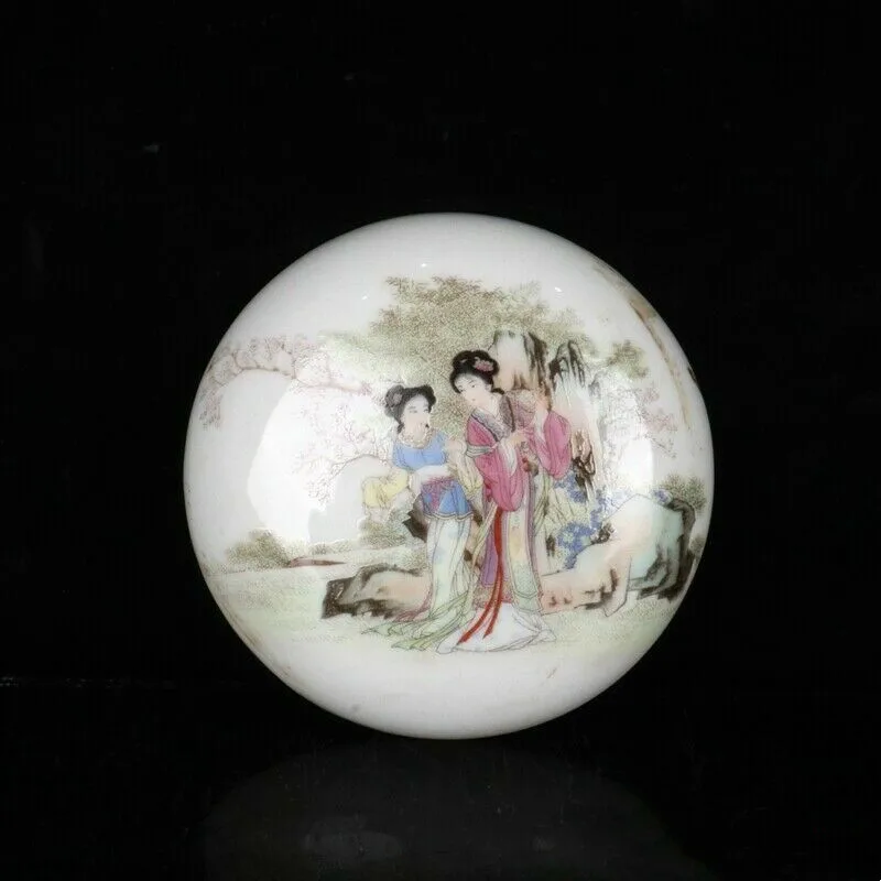 

Old Chinese Pastel porcelain Hand Painted Beauty Lady Round box