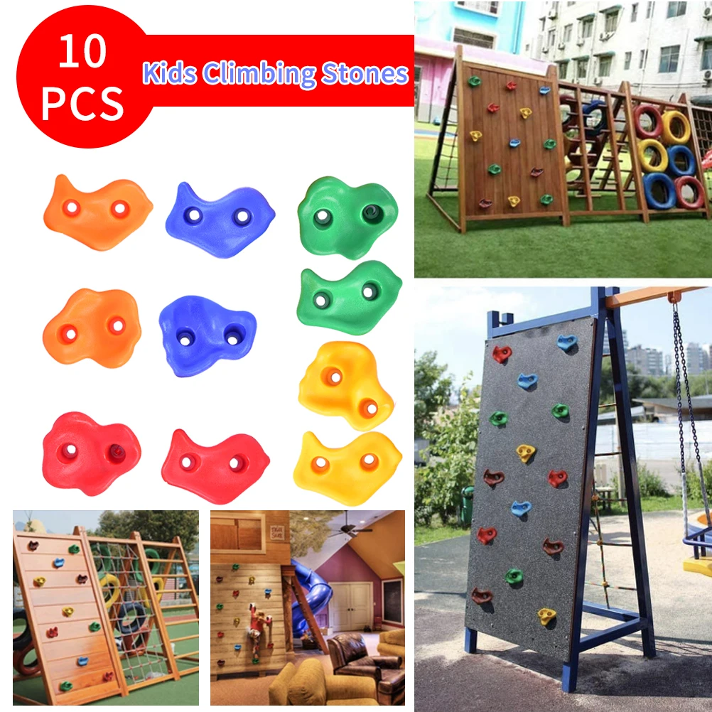 10Pcs/Set Kids Rock Climbing Wall Holds Children Wood Wall Climbing