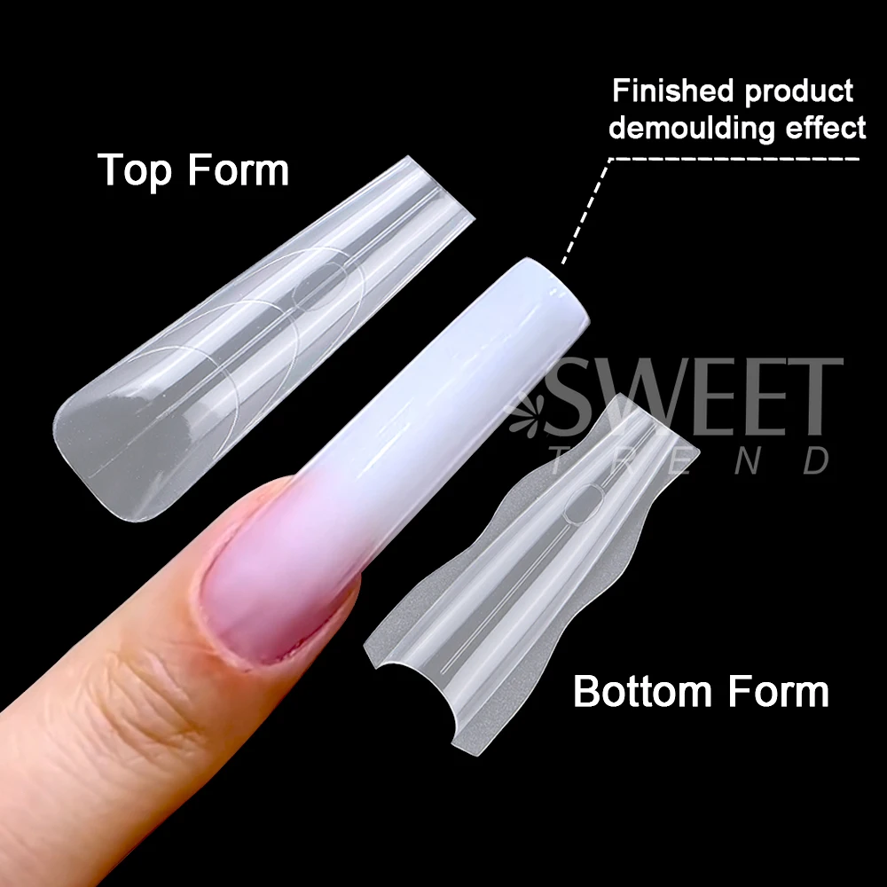 NEW 180pcs Sandwich Dual Nail Forms 15size Extensions-Dual Forms Top Bottom Mold Long Coffin Almond Nail Art Forms Manicure Tool