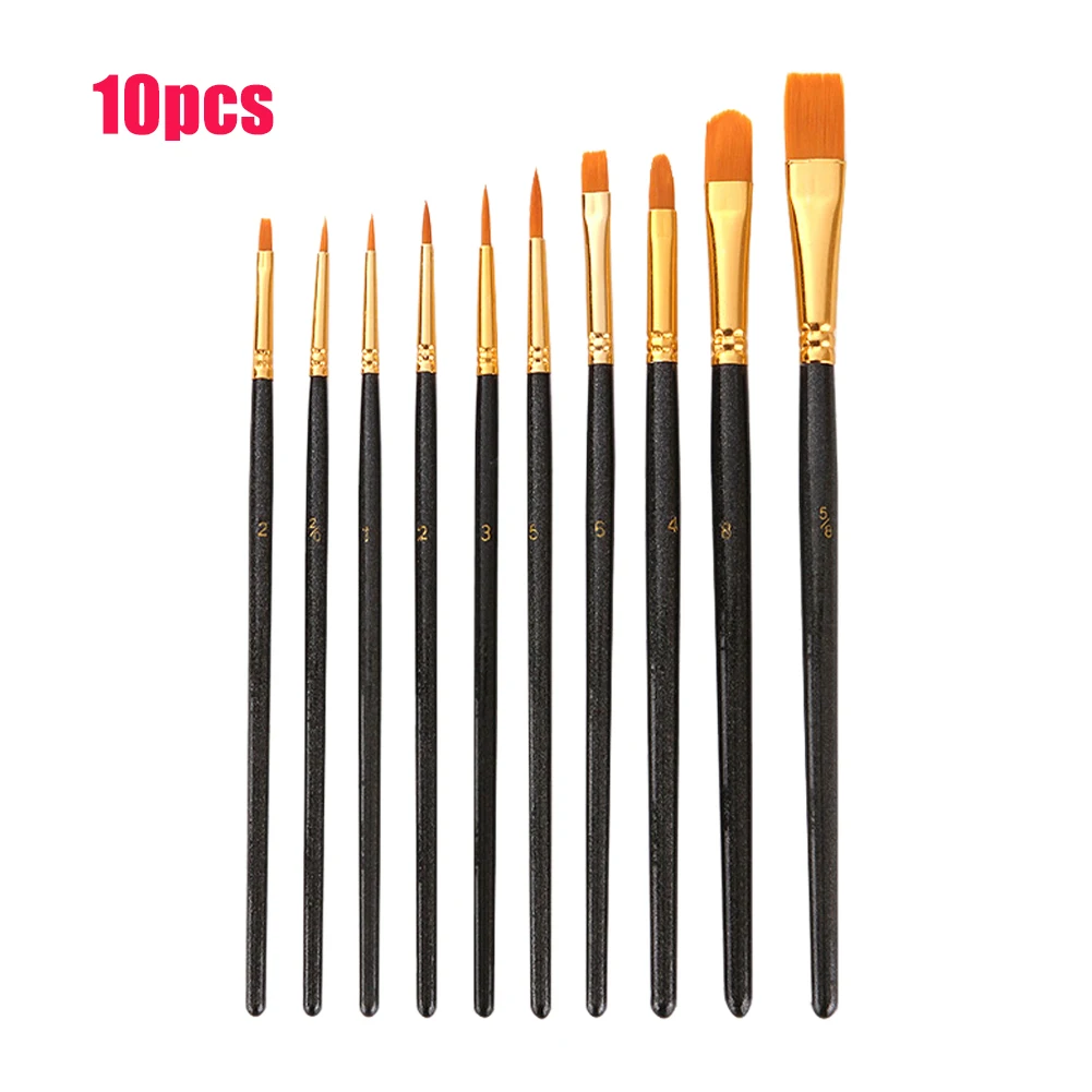 

10pcs/set Craft Accessories Students Gift Round Pointed Tip Acrylic Oil For Kids Stationery School Paint Brush Set Art Supplies