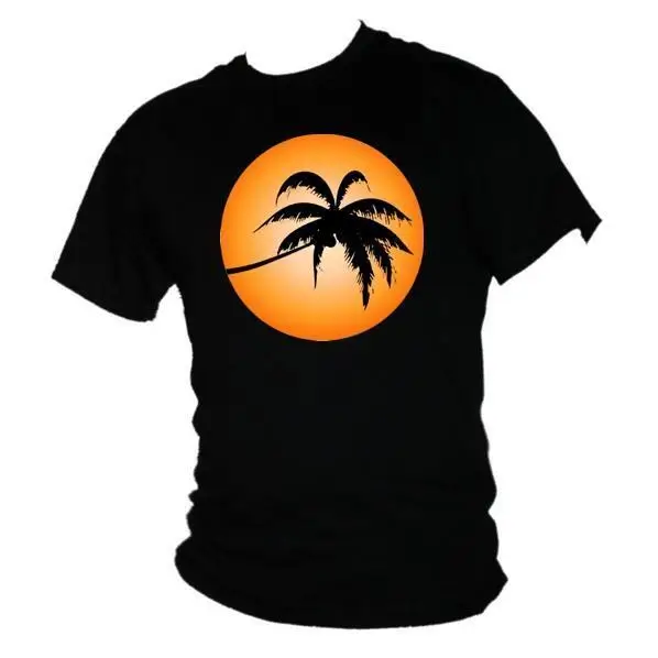 Palm Sun Cool Cooled Out Summer Time Beach Holiday Maglietta Da Uomo A Maniche Lunghe O Corte