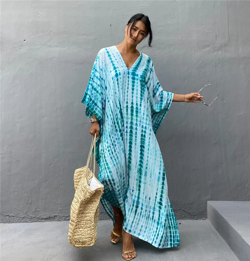 Plus Size Women Beachwear Long Beach Coverups Kaftan Casual Caftan Dress Swimwear cover ups 5