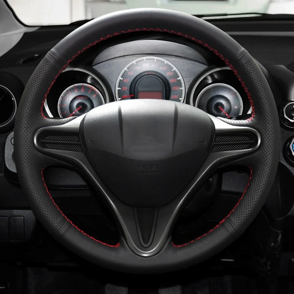 Für honda fit jazz city 2014-2017 Einblick 2009 2013 hand genähte Auto lenkrad abdeckung – Detail 1