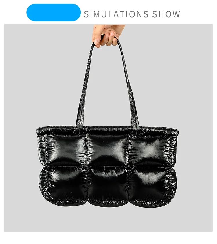 Fashion Shoulder Bag, 2024 Autumn And Winter New Down Large Capacity Fashionable Shiny Nylon Ladies Handbag. Popular Fashion Women's Bag._voghion.com