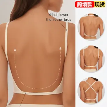 Women Invisible Bra Deep U Plunge Bras Backless Top for Dresses Sexy Lingerie with Transparent Strap Push Up Strapless Underwea 1