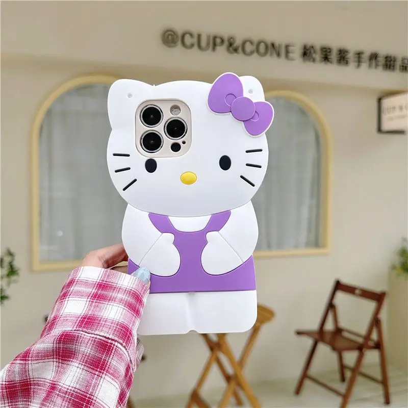 thumbnail image 1 of Sanrio 3D Stereoscopic Hello Kitty Cases For iPhone 15 14 13 12 11 Pro Max Mini XR XS 8 Plus Y2K Soft Shockproof Full Lens Cover, 1 of 5