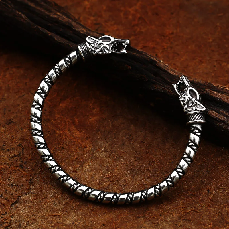 Beier-pulsera vikinga de doble cabeza de lobo para hombre, brazalete ajustable, alta calidad, exquisito, envío directo