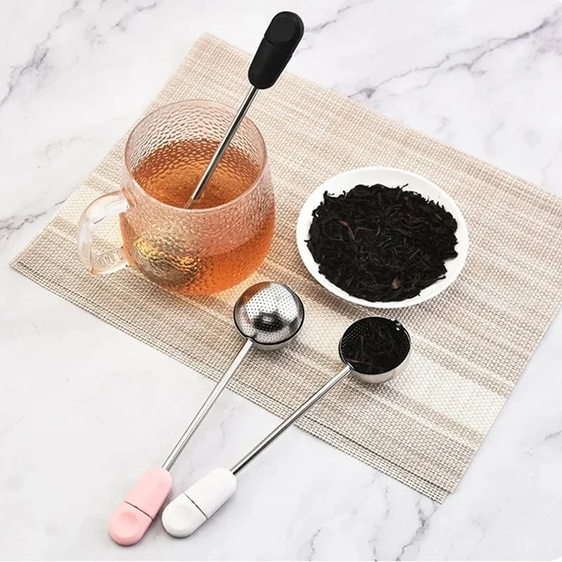 304 Stainless Steel Tea Strainer Creative Rotating Spherical Tea Infuser with Handle Scoop Shape Tea Filter Set Tea Accessories