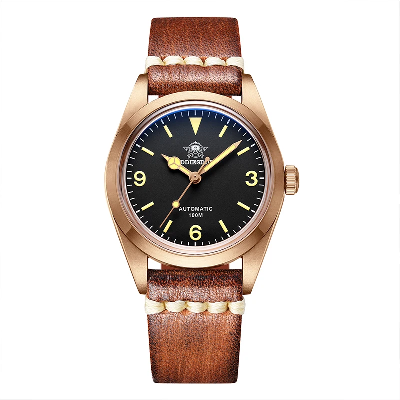 

ADDIESDIVE Men Pilot Watch 36MM CuSn8 Bronze Automatic Mechanical Wristwatch 200M Waterproof Bubble Sapphire Luminous PT5000