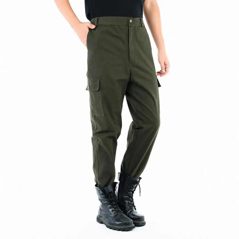 

Men Breathable Trousers Soft Breathable Men's Cargo Pants with Multi Pockets Wear-resistant Loose Fit Work Trousers for Casual