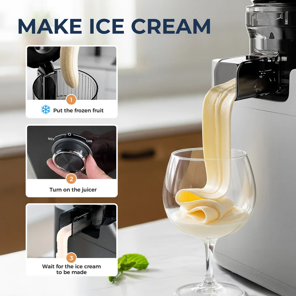 ROUNY Slow Juicer, Cold Press Extractor Filter-Free, Easy Clean Electric Fruit Juicer Machine With Large Caliber, Black_voghion.com