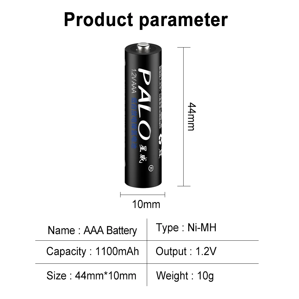 1.2V AAA Ni-MH Rechargeable Battery AAA Batteries 1100mAh Rechargeable R3 Battery for Thermometer Fingerprint Lock Doorbell