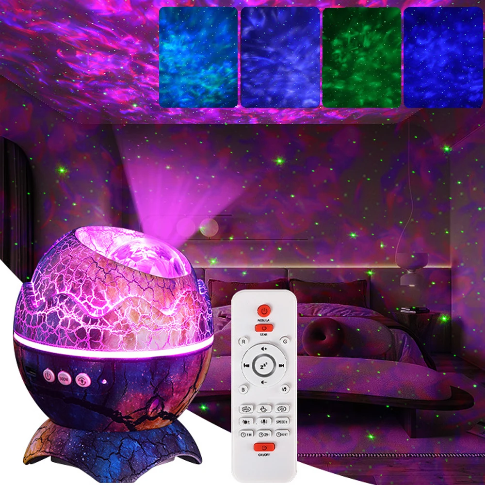 Dinosaur Egg Galaxy Star Projector Starry Light with Wireless Music Player LED Night Light LED Nebula Light For Home Party Decor eborui hg 883 dinosaur helicopter automatic transform dinosaur helicopter toy kids birthday gift toy 360° spin led light music