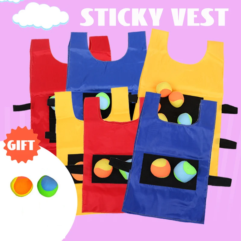 

Kids Outdoor Sport Game Props Vest Sticky Jersey Vest Game Vest Waistcoat With Sticky Ball Throwing Toys For Children Sports Toy