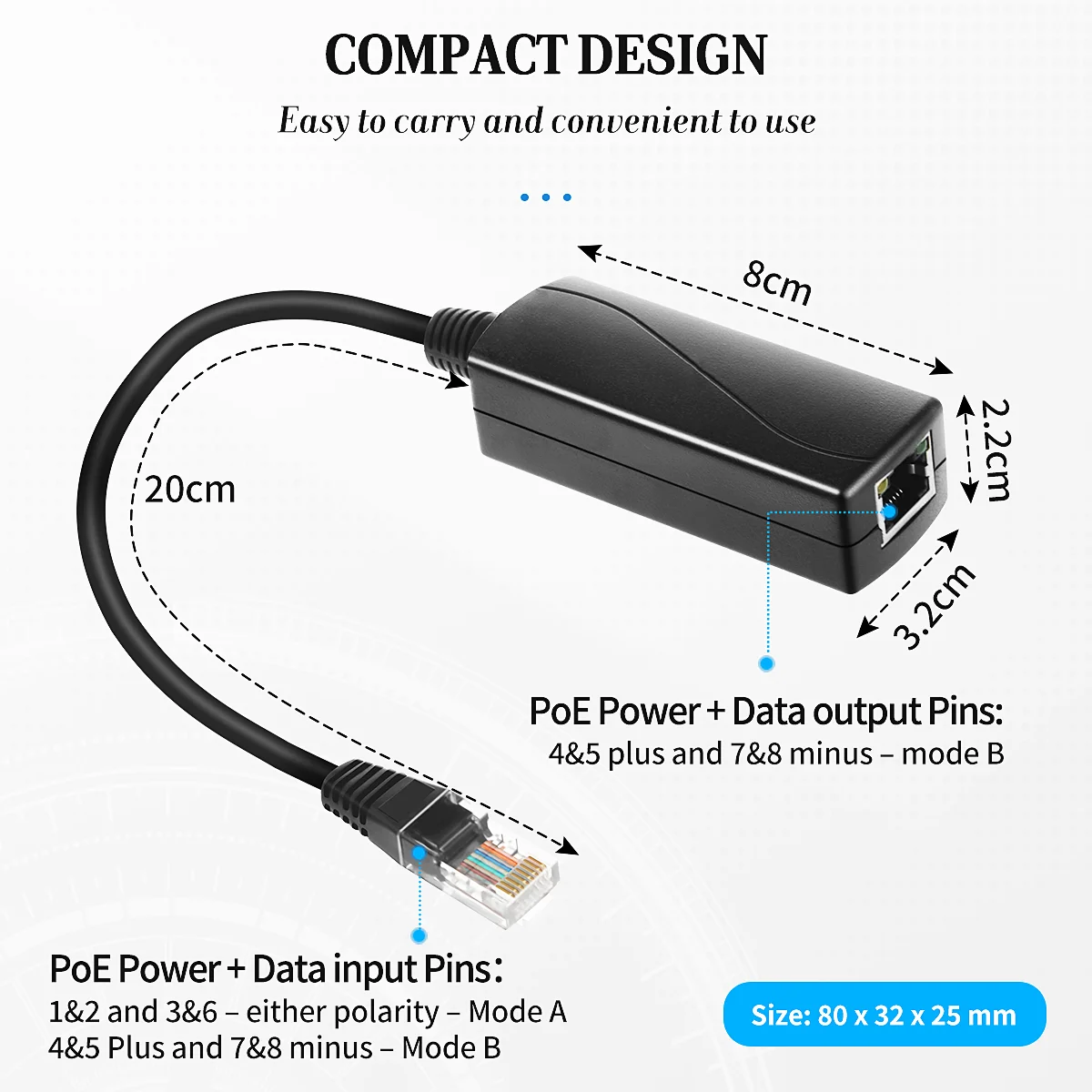 48V to 24V POE Converter 24V 24W POE Splitter for Passive MikroTik Accessories Gigabit 802.3af to Passive ModeB