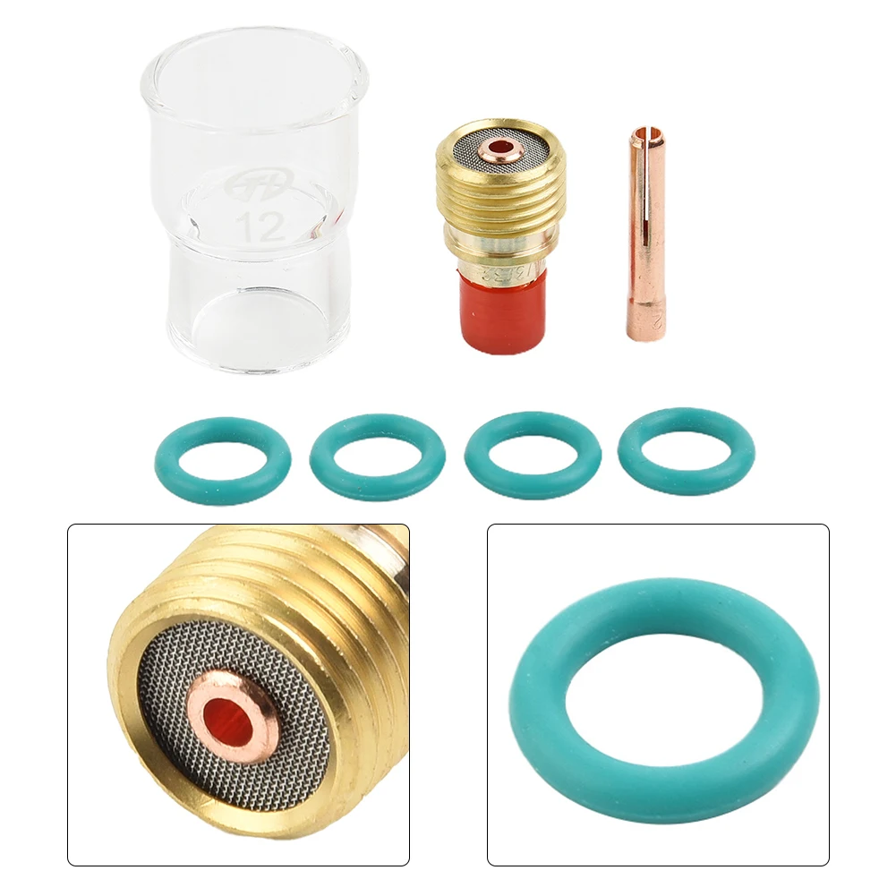 

Collet Body Gas Lens Glass Lens O-rings Stubby TIG Torch WP-9/20/25 WP17 26 18 Welding #12 13Nxx 45Vxx 7 Pcs Cup