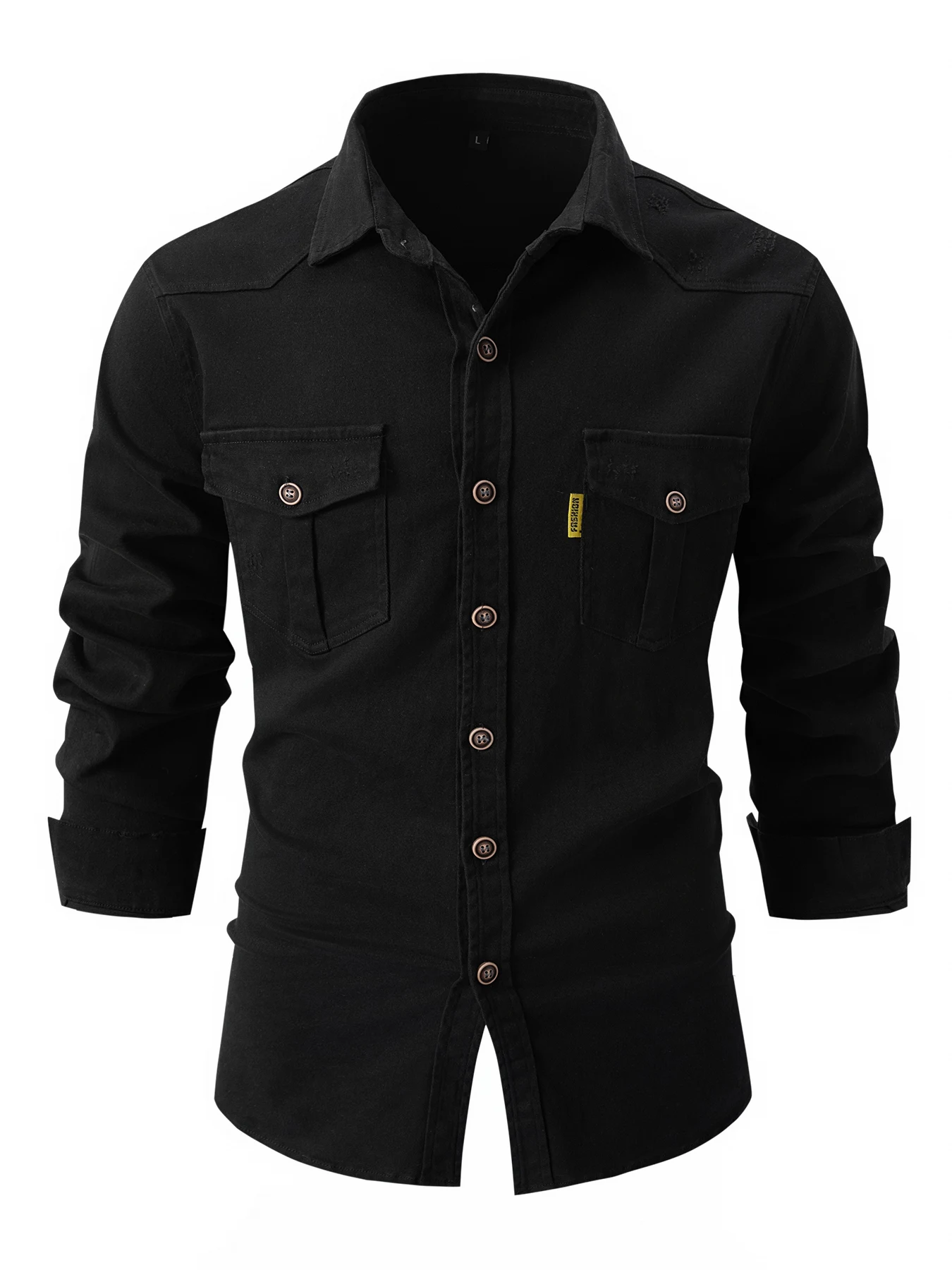 2023 Spring and autumn design brand tooling jacket long sleeve men's shirt fashion slim military casual washed cotton shirt
