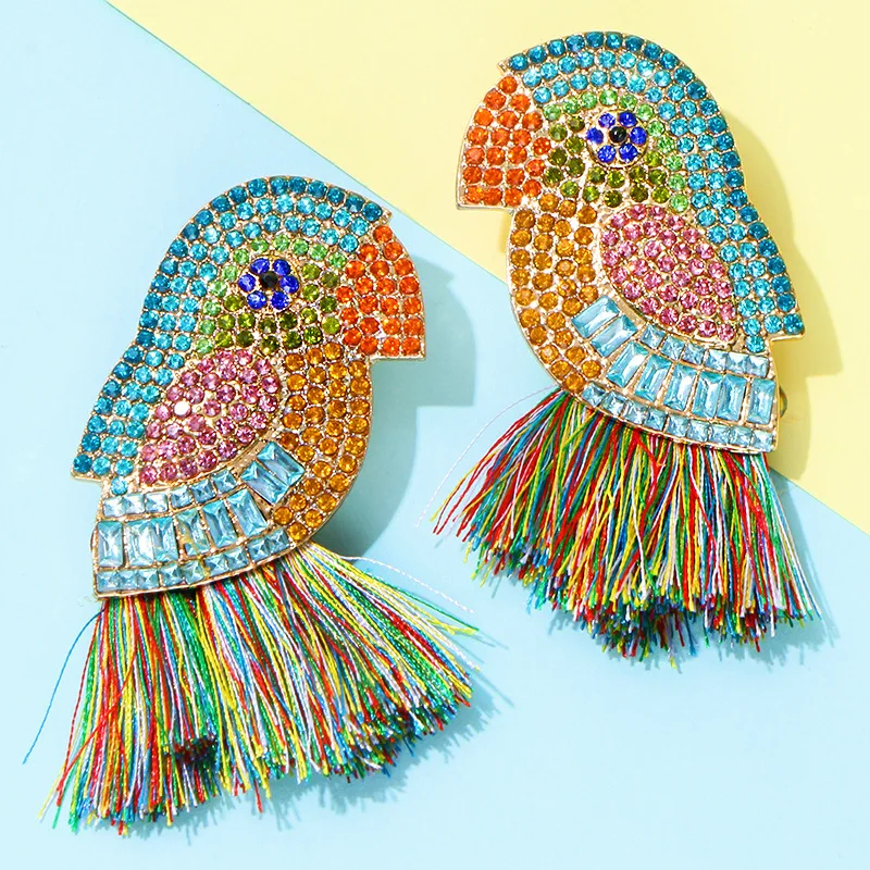 New Trend Design Earrings Cartoon Parrot Color Jewelry Texture Metal Earrings For Women Accessories Preferred animal earrings