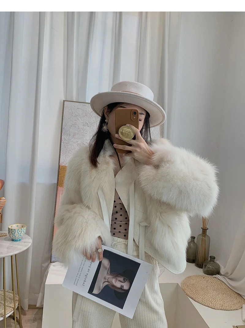 Fox Fur Grass Coat - Womens Short AutumnWinter Jacket 2024