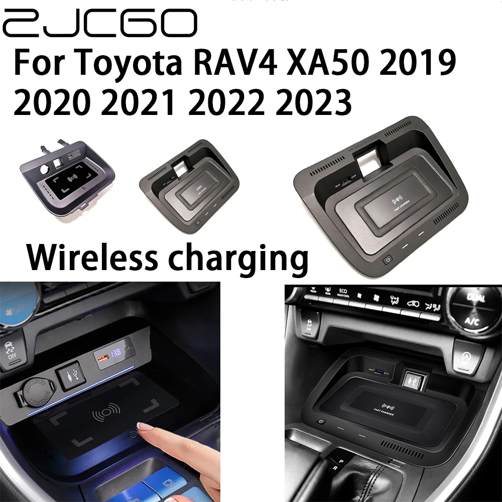 

ZJCGO 15W Car QI Mobile Phone Fast Charging Wireless Charger for Toyota RAV4 XA50 2019 2020 2021 2022 2023