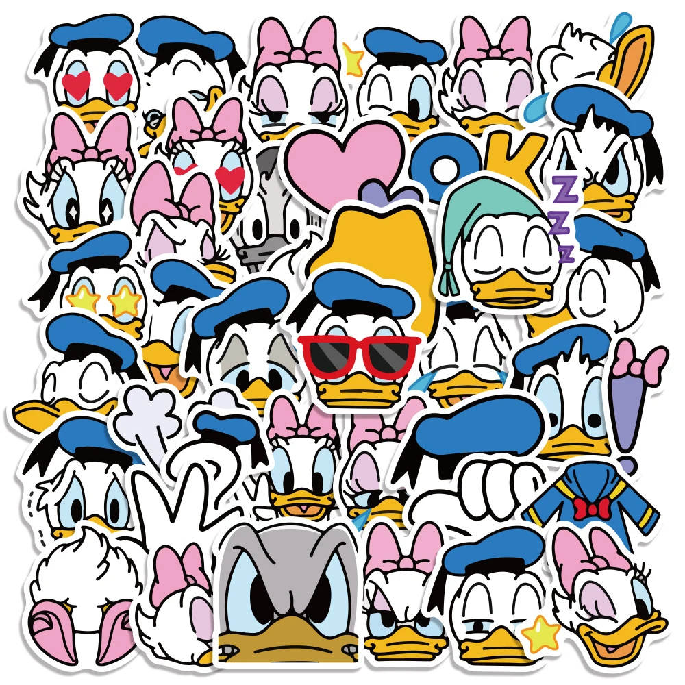 10/20/40pcs Funny Disney Donald Duck Cartoon Stickers for Luggage Scrapbooking Phone Stationery Decorative Decal Sticker Toys 40pcs pack floral stickers kit transparent pet scrapbooking materials diy junk journal aesthetics sticker stationary