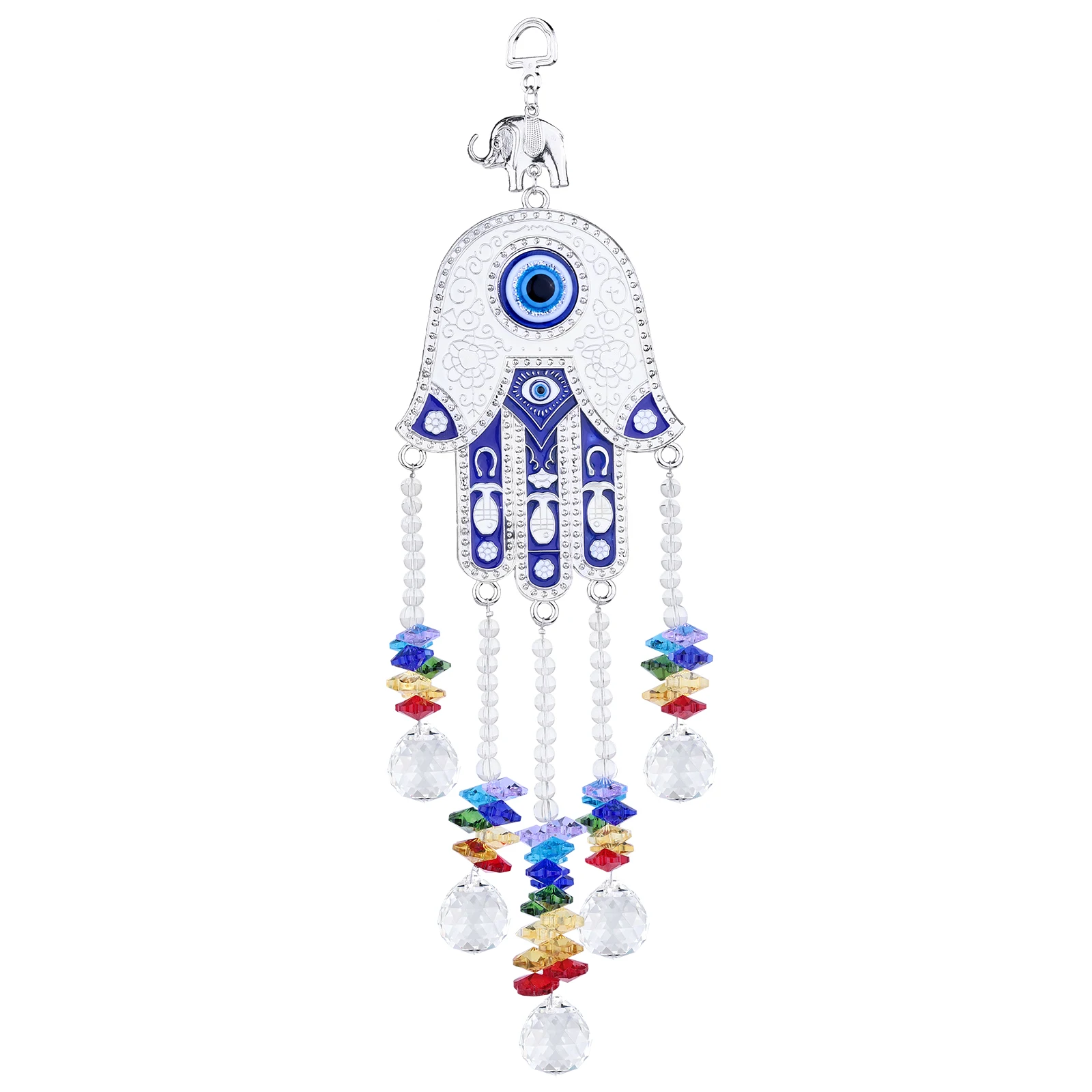 Hamsa Hand Evil Eye Hanging Ornament With Colorful Crystal Glass Prism Beads Suncatcher For Home Office Decoration 3 tier jewelry box glass makeup organizer jewelry box multifunction display case for dressing table decoration storage