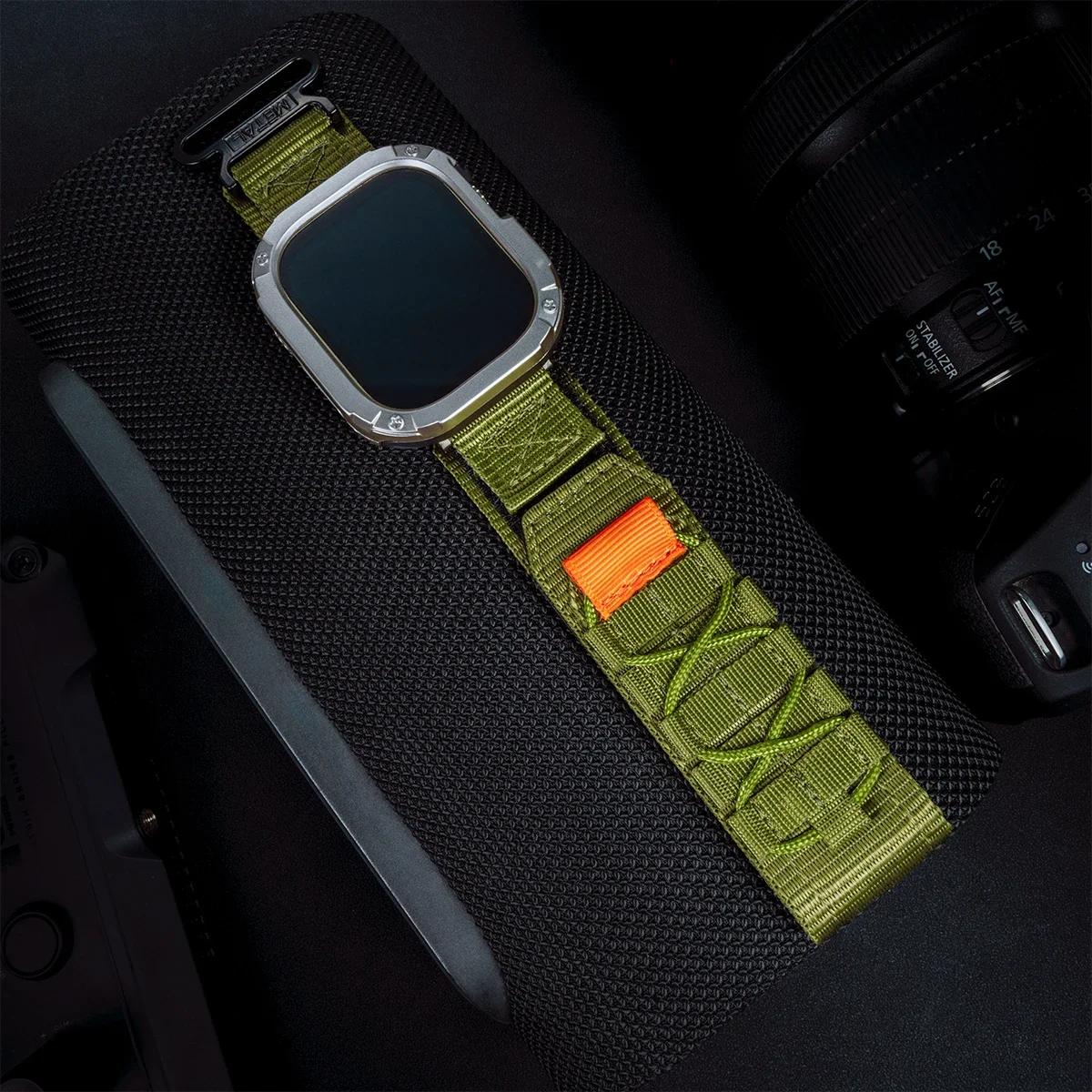 Durable Nylon Wrist Strap with TPU Protective Case for Apple Watch - Tactical Sports Band Bracelet