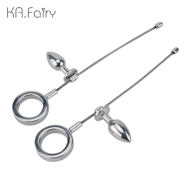 Anal Plug Metal Stainless Steel Mobile Anal Plug Penis Ring Male Penis