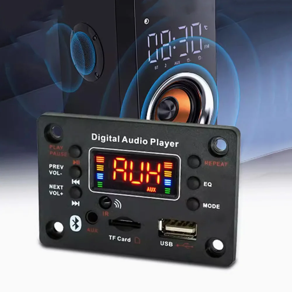 

WMA Decoder Board 9V 12V Bluetooth 5.0 MP3 Audio Module USB TF AUX FM Radio Wireless Car Music Player with Remote Microphone