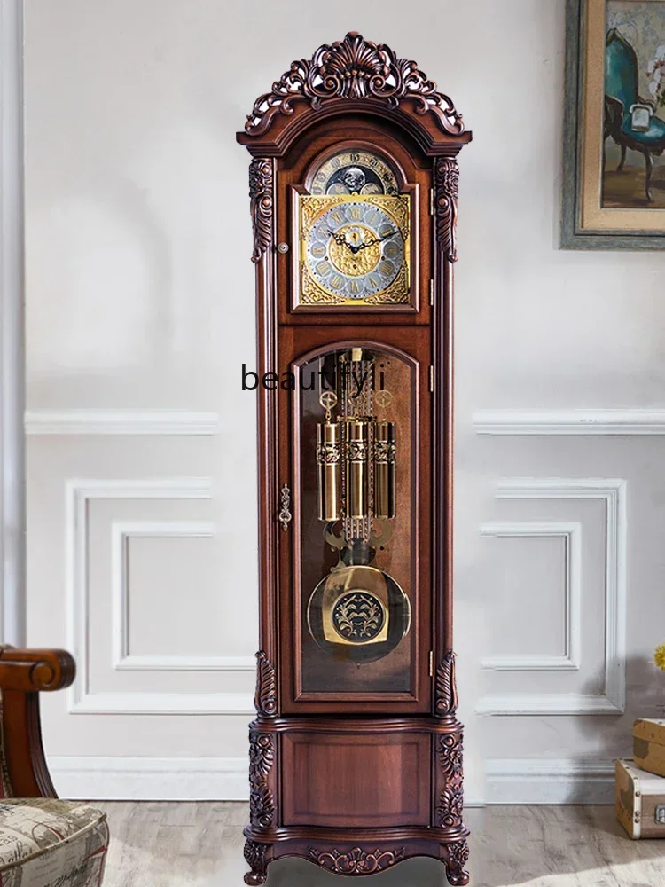 

German Hermle Mechanical Floor Clock Living Room European Pendulum Clock Retro Solid Wood Vertical Clock