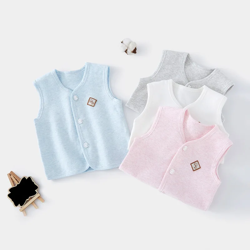 Boys and Girls' Striped Solid Waistcoat Thin Cotton Waistcoat External Wear Newborn Belly Care Baby Vest