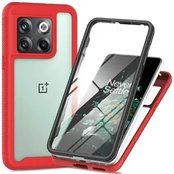 Enhanced Shockproof Case with Front PET Crystal Back Panel and 360-Degree Protection for Oneplus ACE Pro (Red)
