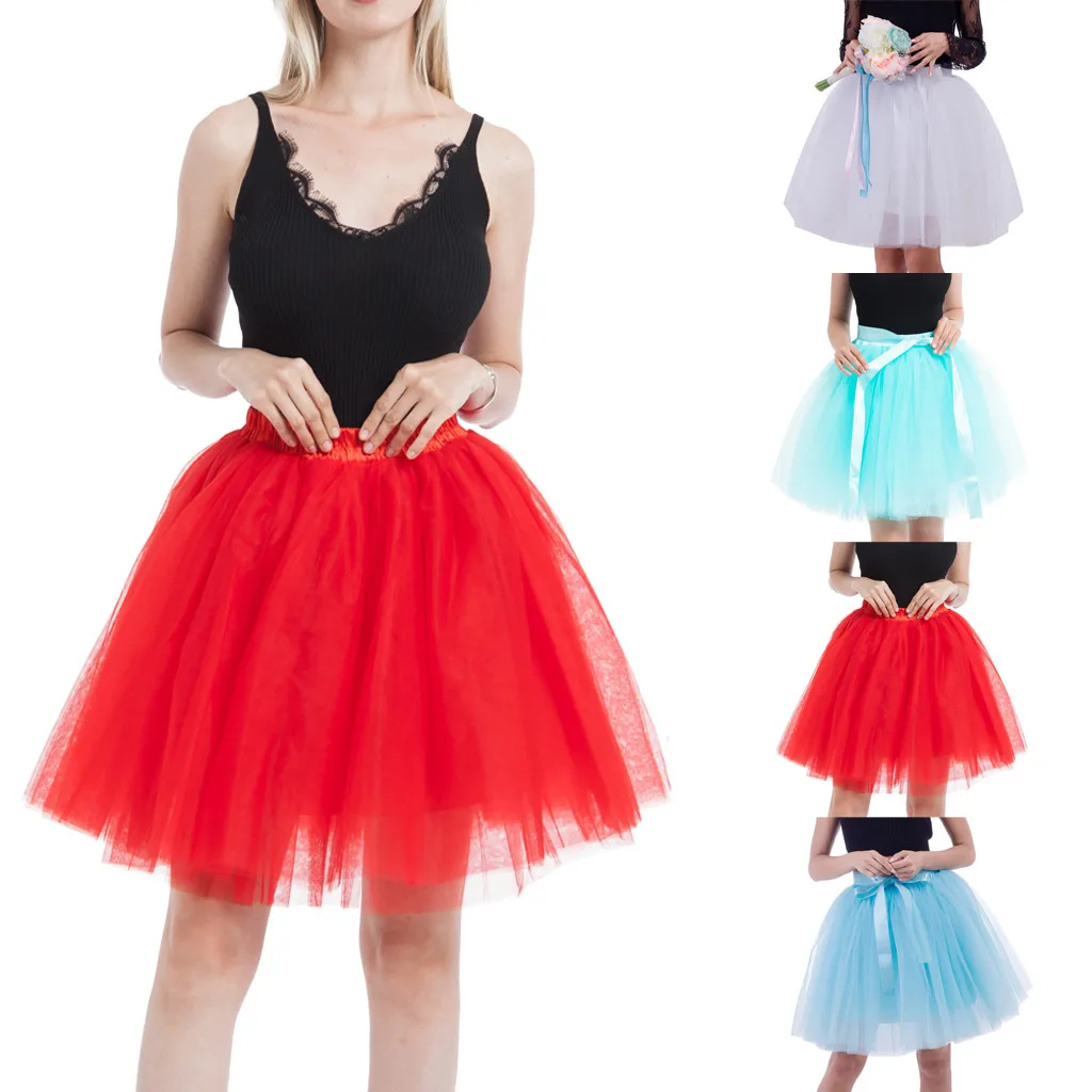 

New High Quality Pleated Gauze Short Skirt Adult Tutu Dancing Skirt Female Carnival Festival Costume Tulle Skirts Womens