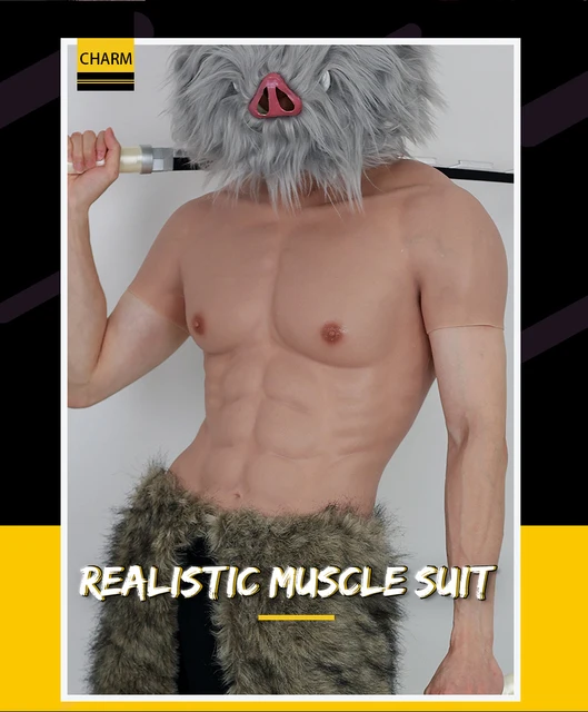 Realistic White Lion Full Body Muscle Suit