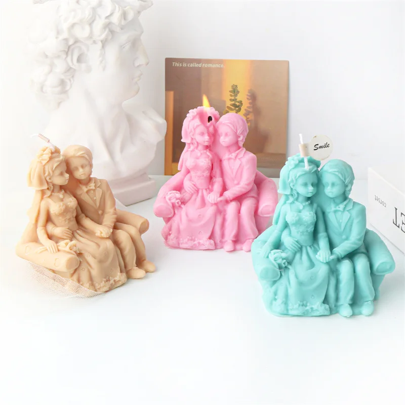 

3D Hugging Couple Silicone Candle Mold DIY Lover Portrait Abstract Aromatherapy Candle Gypsum Resin Making Mould Wedding Decor