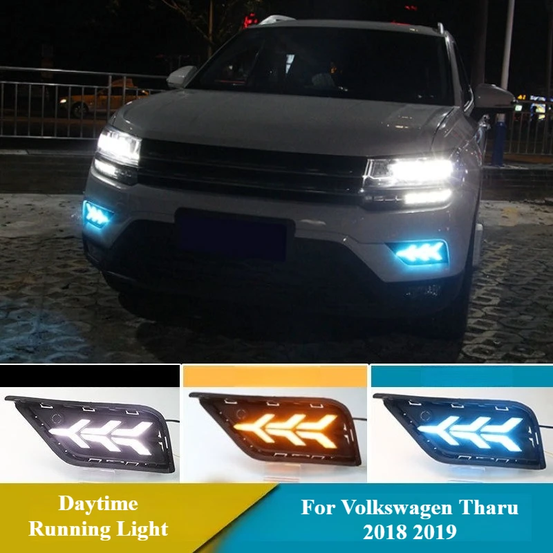 For Volkswagen Tharu 2018 2019 Car Led Daytime Running Lights Modified Streamer Steering Front Fog Light DRL Dynamic Turn Signal detail image 1