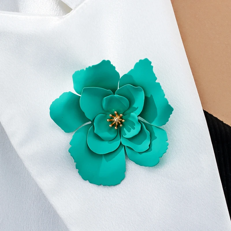 Broche Fleur En Métal Doré émaillé Multicolore - Neuf Sans Emballage