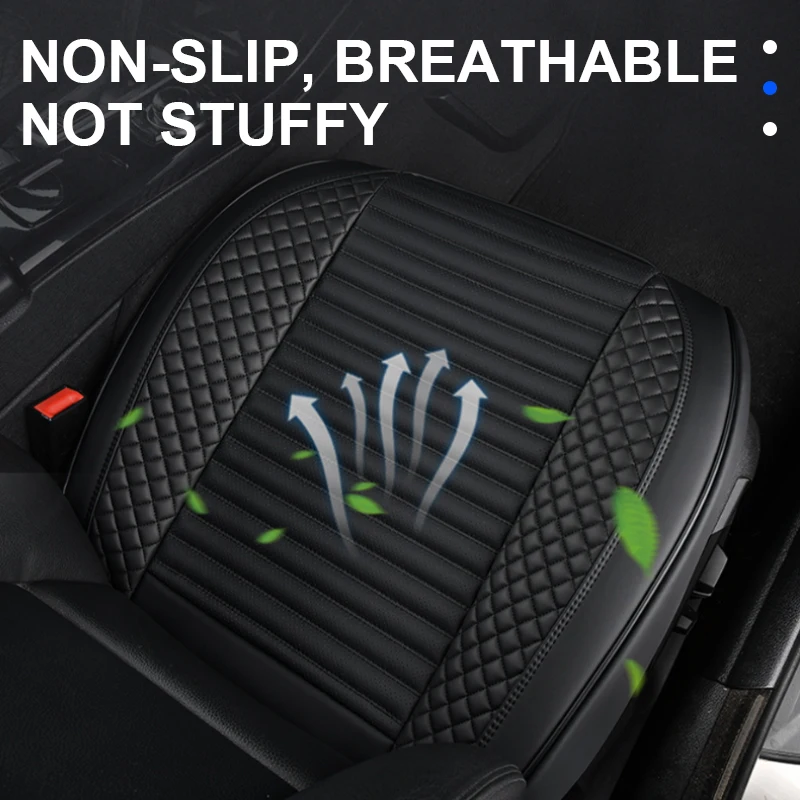 Full-Wrapped Car Seat Cover Breathable Hole PU Front Seat Cushion Universal Anti Slip Auto Chair Protector