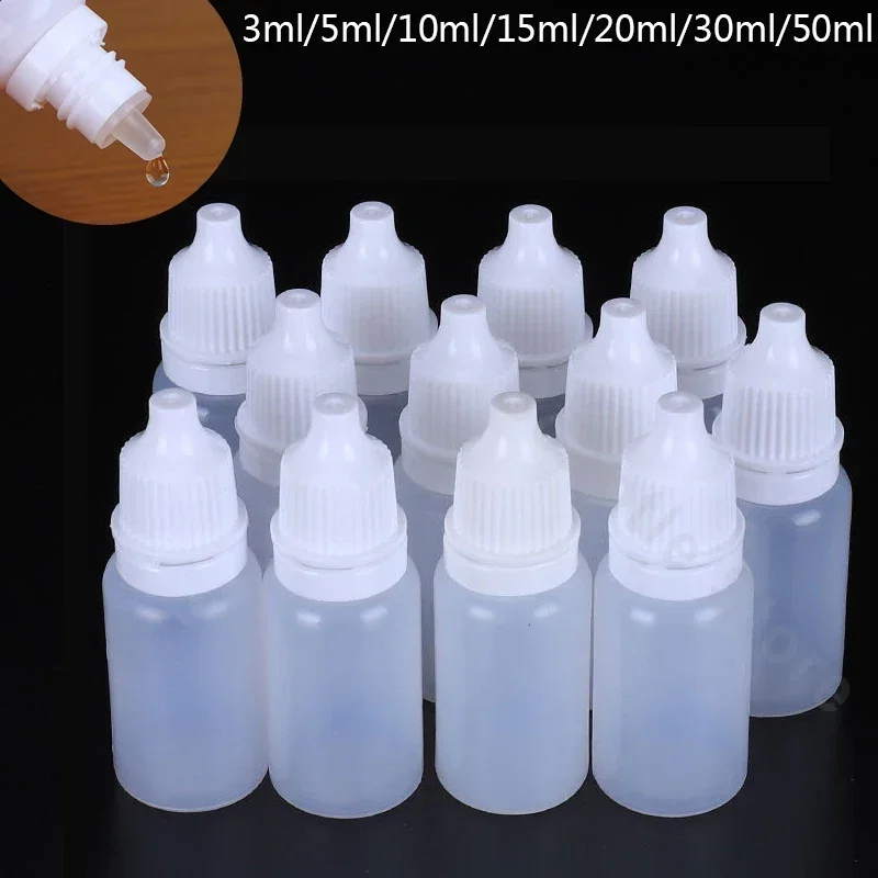 Refillable Bottles 50PCS 5/10/15/20/30/50ML Eyes Liquid Dropper Empty Plastic Squeezable Travel Paint