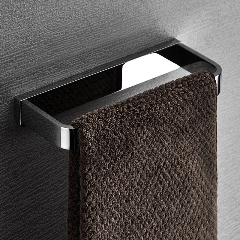 Modern Minimalist Design Brass Chrome Plated Bathroom Towel Ring Bathroom Hardware Accessories Perforated Installation Towel Bar