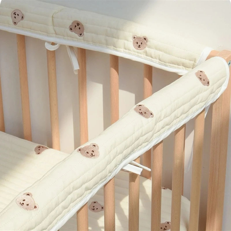Soft Cotton Crib Bed Bumper Korean Fashion Cute Embroidery Baby Anti-bite Bed Fence Guardrail Rail Anti-collision Infant Bumper