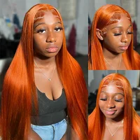 Perruque frontale en dentelle HD droite Orange gingembre 13x6 cheveux humains 13x4 perruques avant en dentelle transparente couleur Orange perruques de cheveux humains femme 2