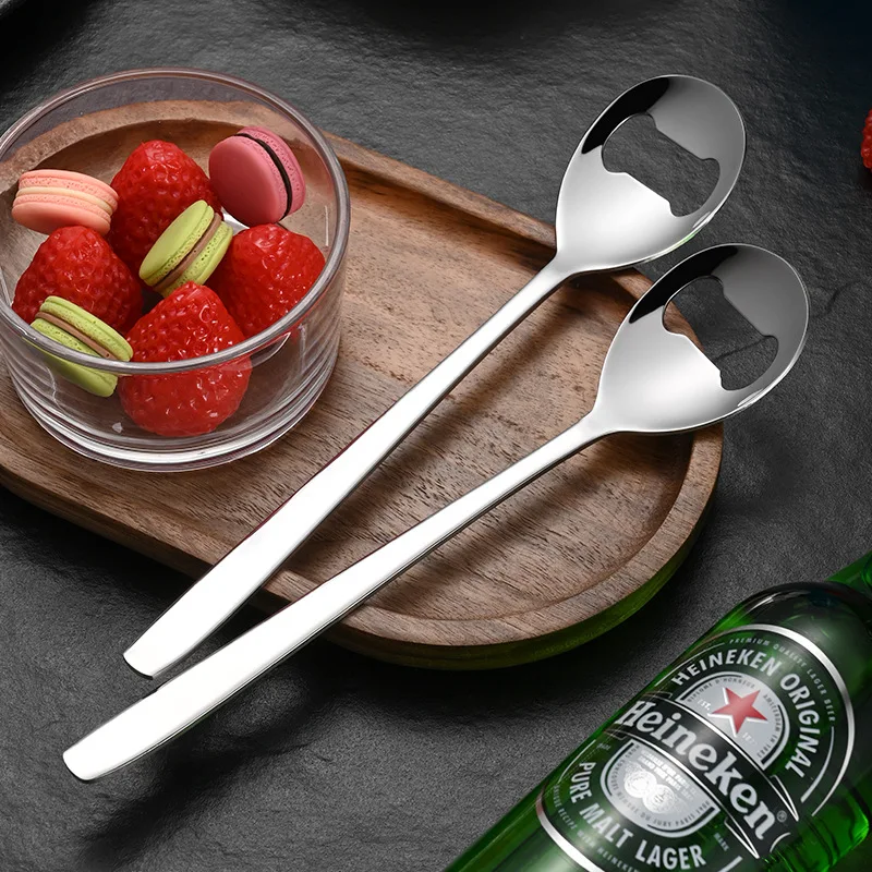 304 Beer Spoon Opener Stainless Steel Spoon Thickening Multifunctional Bottle Opener Tool beer spoon opener