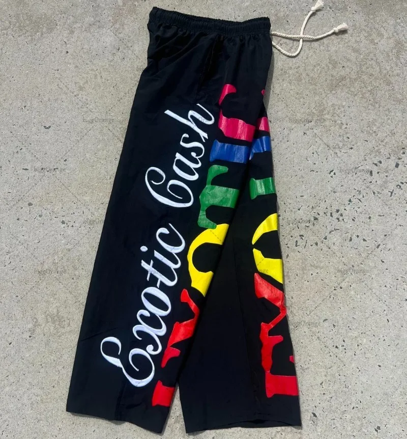 Men Joggers Punk Style Letter Print Loose Casual Pants Harajuku Retro Colorful Oversized Sweatpants