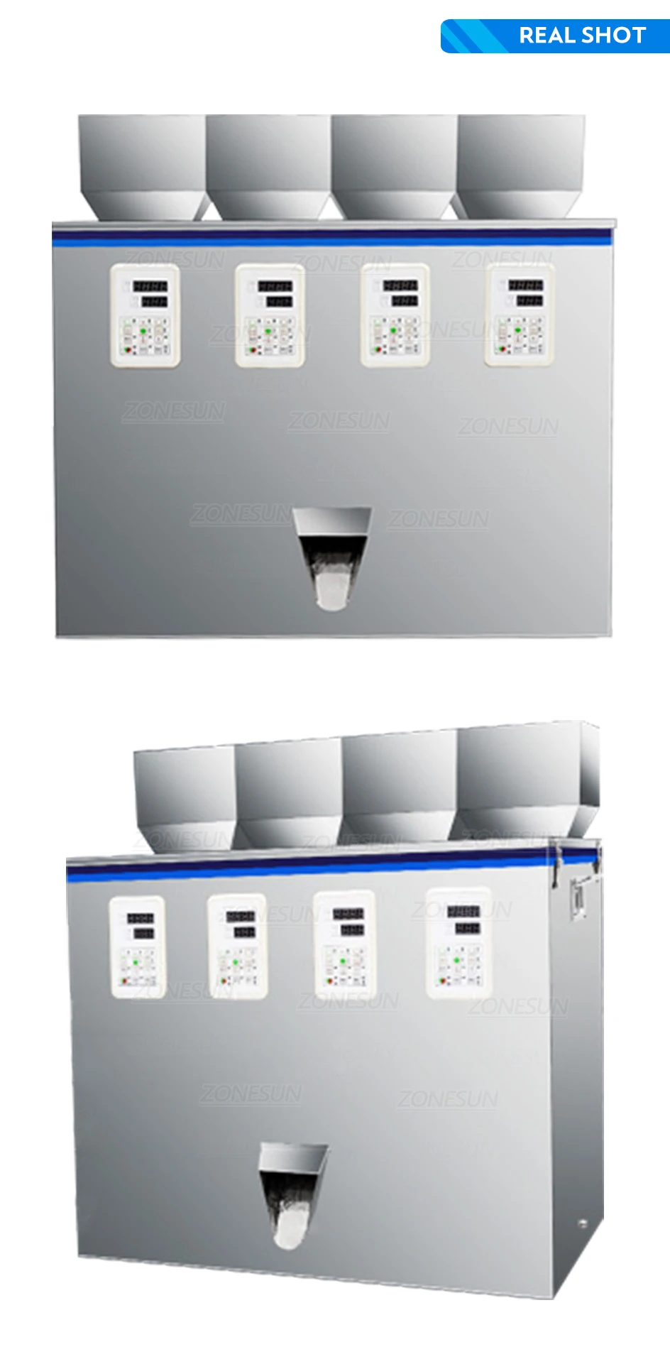 ZONESUN ZS-GWF4 4 Hoppers Granule Powder Filling Weighing Machine granule powder filling machine