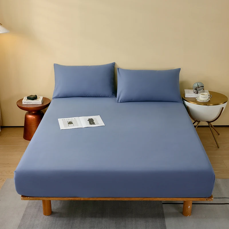 Cotton Fitsheet High-Quality Mattress Cover With Elastic Band Bedsheet Solid Color Single Double Full Queen Size Fitted Sheet