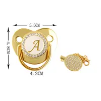 Golden Rhinestone Pacifier Letters 26 Letter Pacifier Baby Pacifier with Dust Cap with Rhinestone Photography Accessory 6